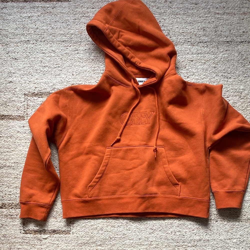 Obey Burnt Orange Hoodie with Embroidered Logo